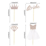 Rose Gold Glitter Bride To Be Diamond Wedding Dress Cupcake Toppers Bridal Shower Wedding Bachelorette Party DIY Decor