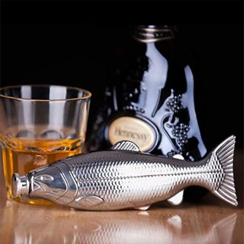 4 oz Stainless Steel Fish-Shaped Flask - Novelty Gift