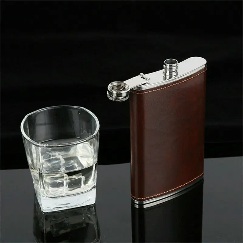 Brown Leather Flask | 5oz to 10oz options