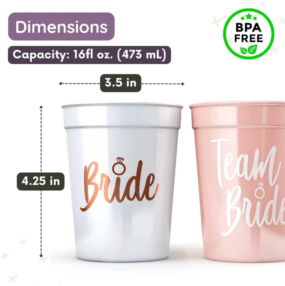 Team Bride Plastic Drinking Cups | 1 Set (1 Bride, 10 Team Bride)