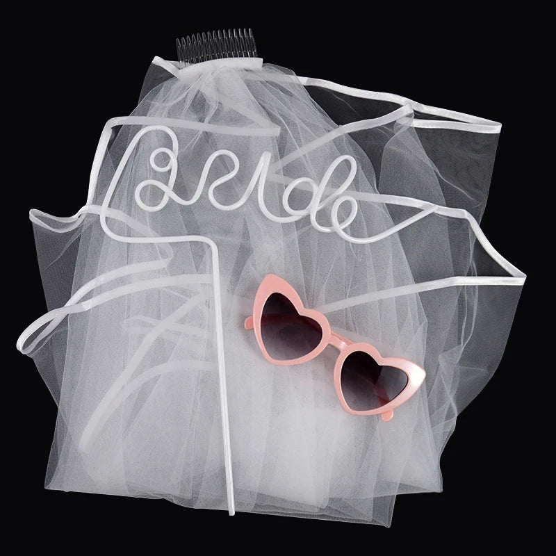 Bride-to-Be Set: Veil, Sunglasses & Straw for Bachelorette Party