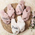 Bride & Bridesmaid Matching Slippers | Wedding Day or Bachelorette Party